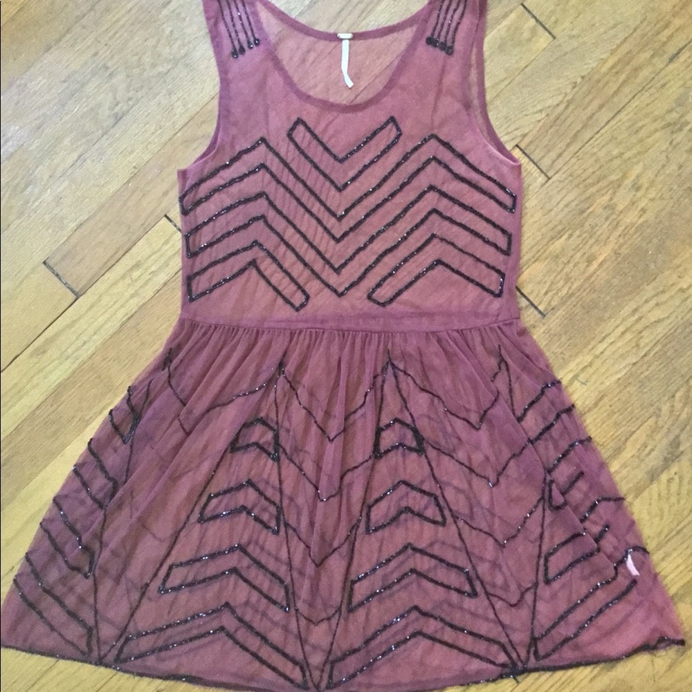 Free People Sheer, Beaded Tank